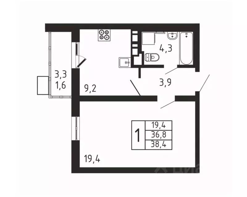 1-к кв. Московская область, Мытищи городской округ, д. Пирогово ... - Фото 1