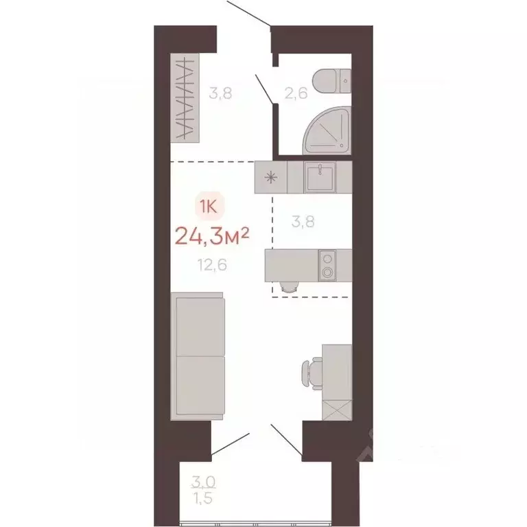 1-к кв. Алтайский край, Новоалтайск ул. Южсиба, 52А (24.3 м) - Фото 1