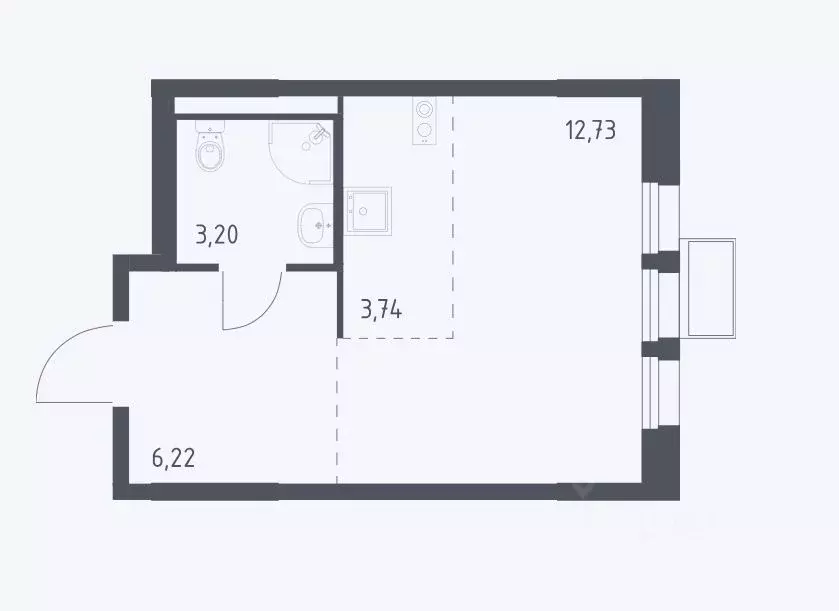 Студия Московская область, Химки Клязьма-Старбеево мкр, Ивакино кв-л, ... - Фото 2