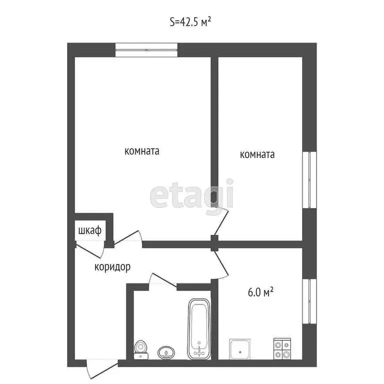 2-комнатная квартира: Омск, проспект Мира, 27А (41.1 м) - Фото 1