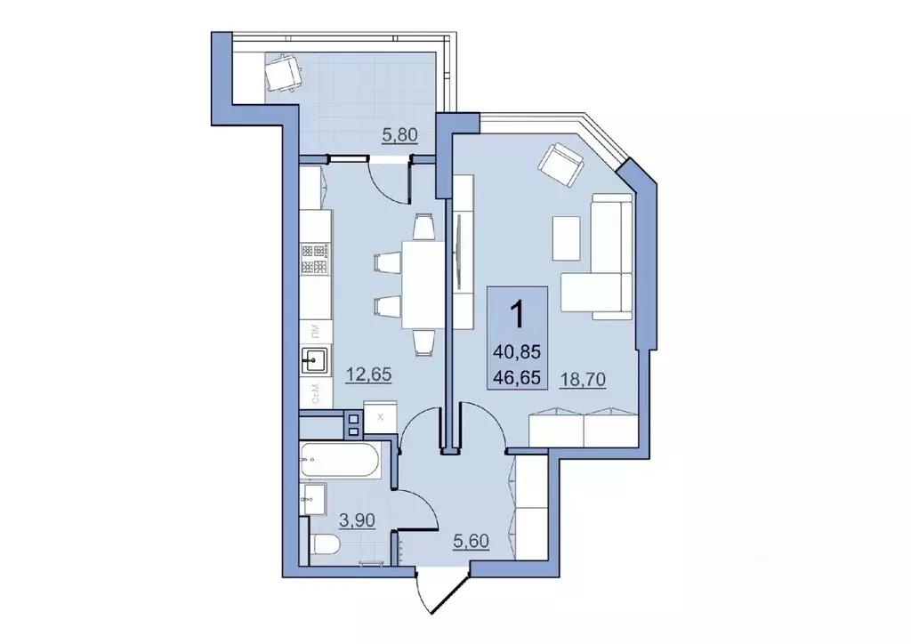 1-к кв. Саратовская область, Балаково Комсомольская ул., 65 (40.85 м) - Фото 0