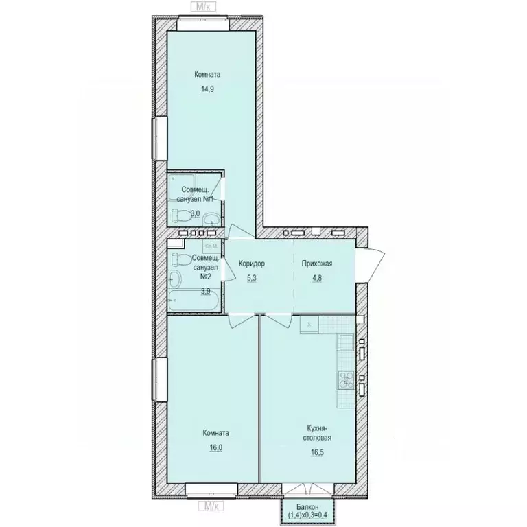 2-к кв. Удмуртия, Завьяловский район, с. Первомайский Санвилл жилой ... - Фото 1