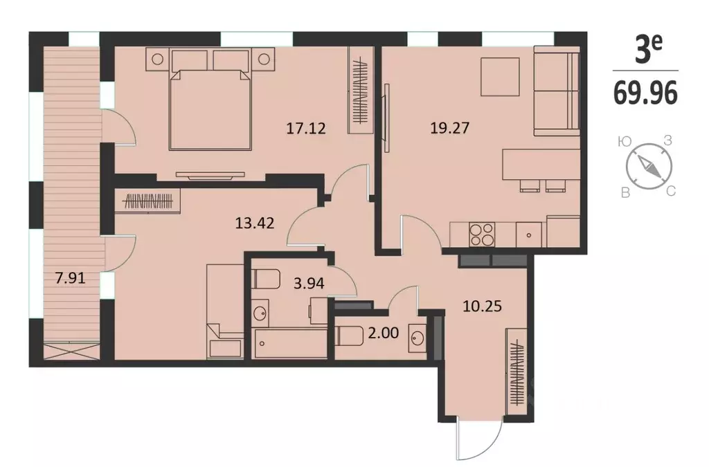 2-к кв. Курская область, Курск Хуторская ул., 33 (69.96 м) - Фото 0