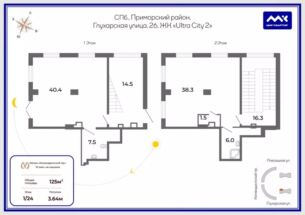 Торговая площадь в Санкт-Петербург Ультра Сити 2 жилой комплекс (125 ... - Фото 2