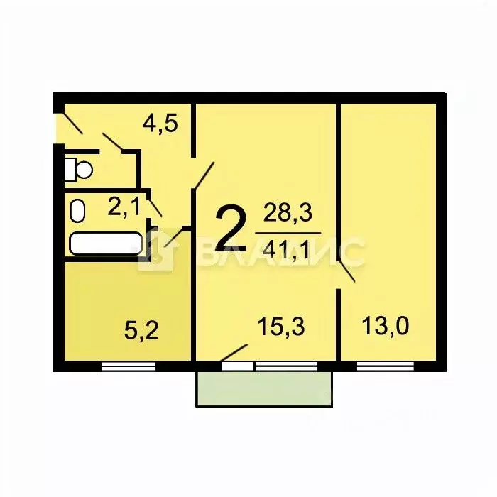 2-к кв. Москва Большая Марфинская ул., 2 (41.1 м) - Фото 1