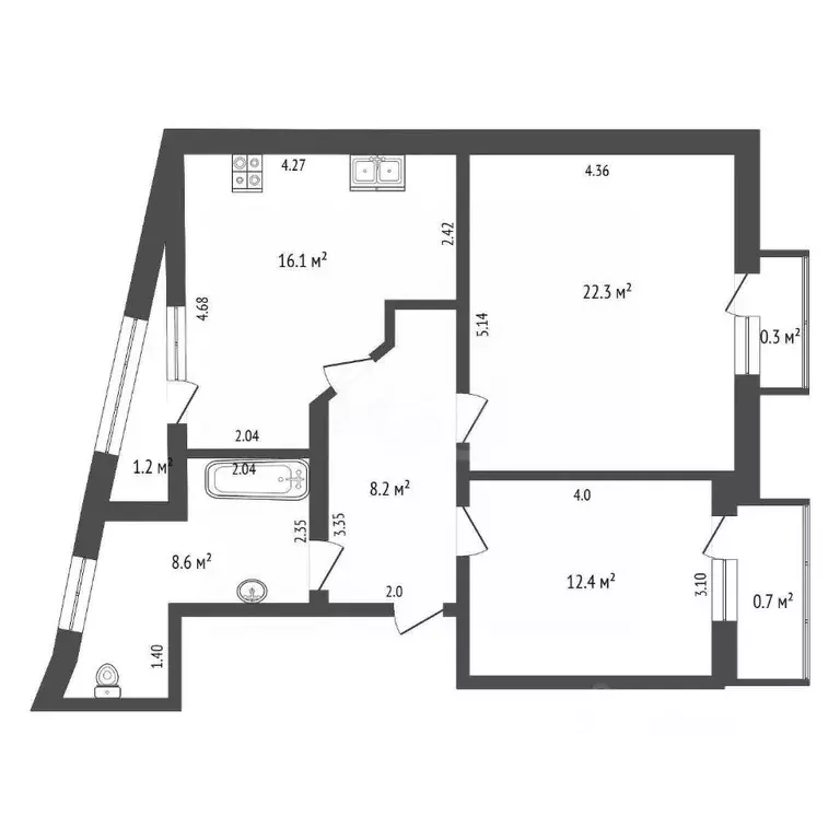 2-к кв. Крым, Евпатория ул. Дмитрия Ульянова, 68В (67.6 м) - Фото 1