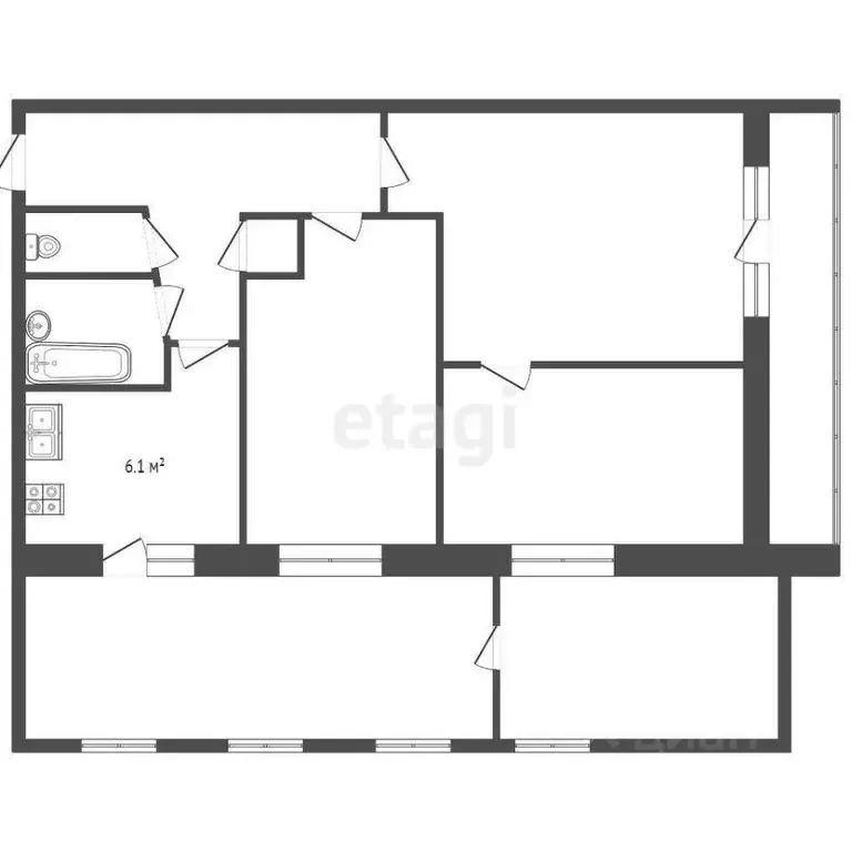 4-к кв. Ростовская область, Ростов-на-Дону Жлобинский пер., 17 (72.0 ... - Фото 2