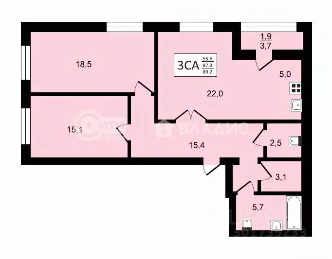 3-к кв. Воронежская область, Воронеж ул. Загоровского, 9/1 (89.2 м) - Фото 0