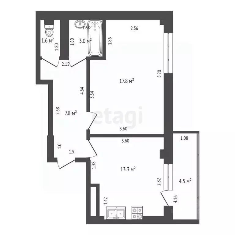 2-к кв. Ростовская область, Батайск ул. Вильямса, 2Г (53.7 м) - Фото 1