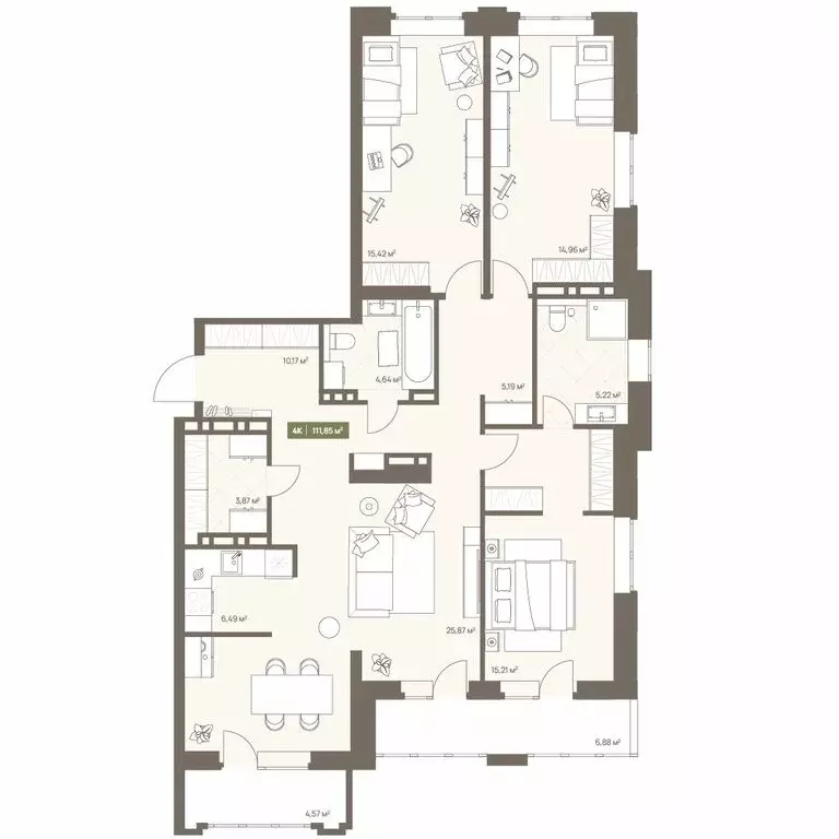 4-комнатная квартира: Кемерово, Московский проспект, 23А (111.85 м) - Фото 1