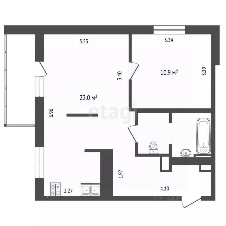 1-к кв. Тюменская область, Тюмень ул. Ю.-Р.Г. Эрвье, 24к1 (44.2 м) - Фото 0