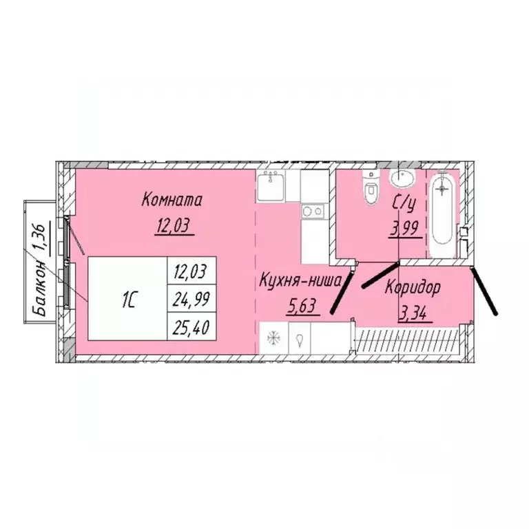1-к кв. Омская область, Омск ул. 2-я Дачная (25.4 м) - Фото 0