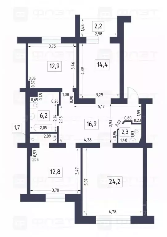 3-к кв. Татарстан, Казань ул. Волкова, 55 (93.6 м) - Фото 1