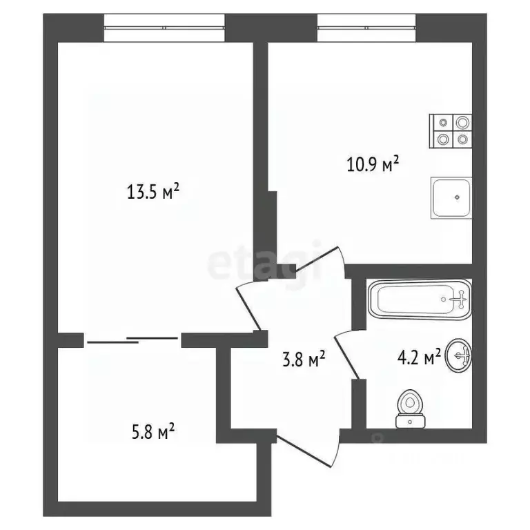 1-к кв. Тюменская область, Тюмень Новгородская ул., 22 (38.4 м) - Фото 2