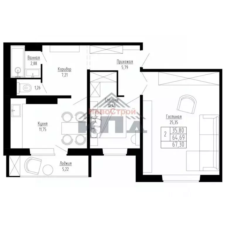 2-к кв. Новосибирская область, Новосибирск ул. Николая Сотникова, 36/1 ... - Фото 1