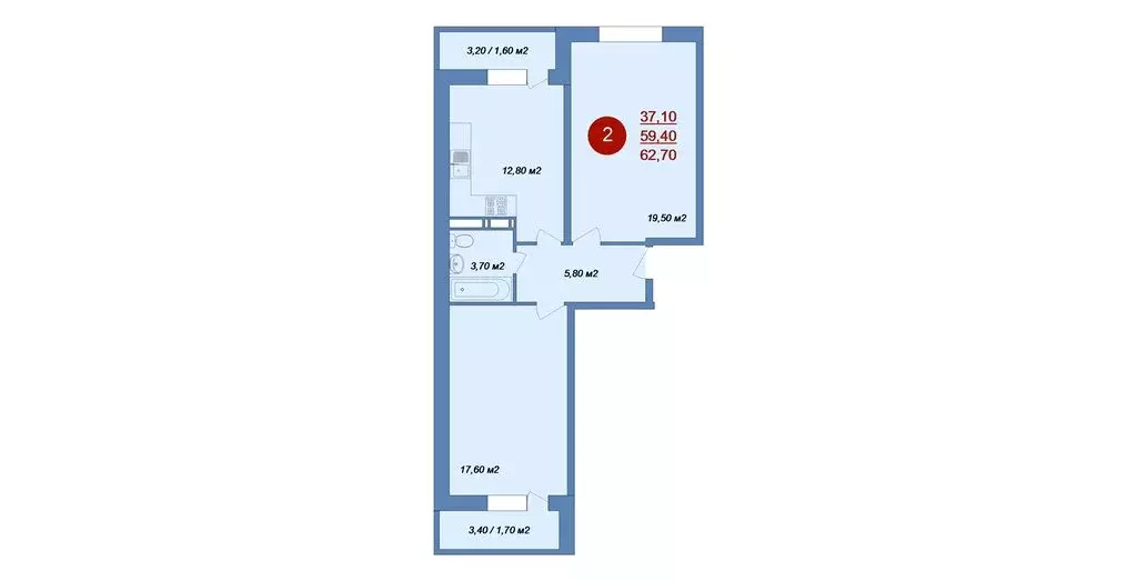 2-комнатная квартира: деревня Островцы, микрорайон Новые Островцы, ... - Фото 1