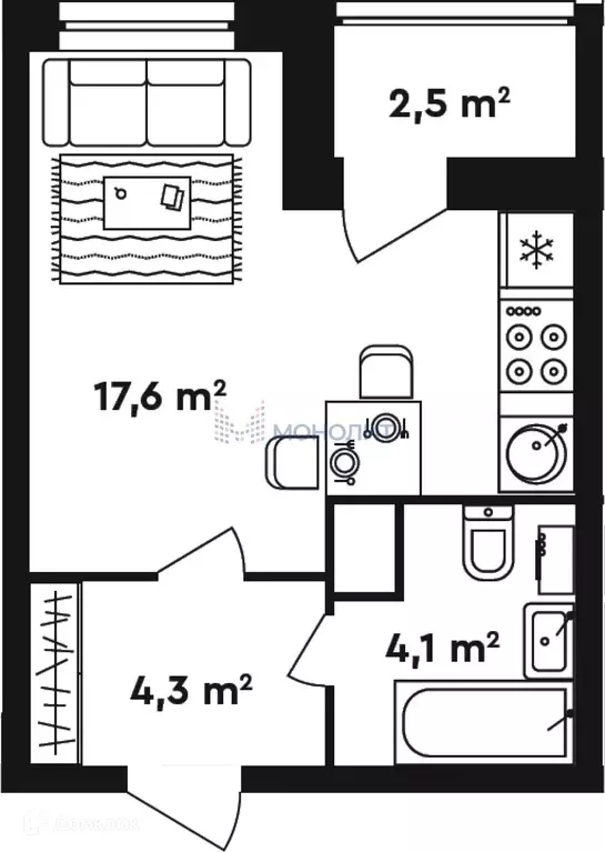 Продаётся квартира-студия, 27.25 м - Фото 0