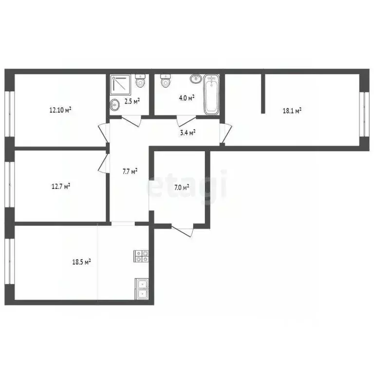 3-к кв. Московская область, Мытищи ул. Мира, 49 (86.0 м) - Фото 2