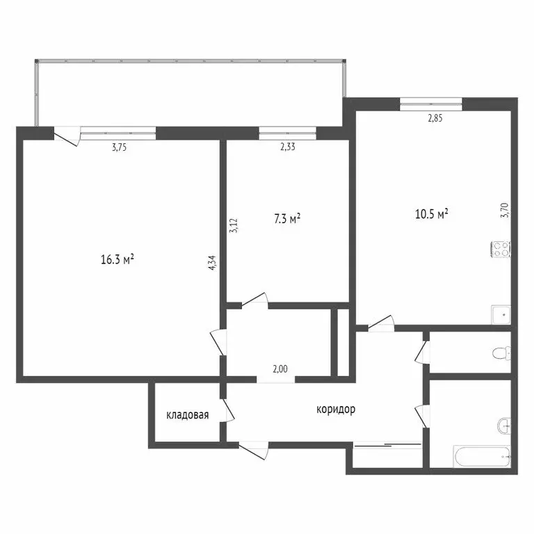2-комнатная квартира: Улан-Удэ, микрорайон Аэропорт, 30 (50.8 м) - Фото 1