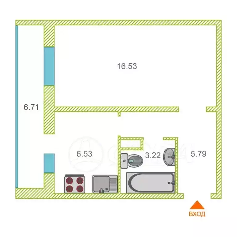 1-комнатная квартира: Тюмень, Алматинская улица, 12 (33 м) - Фото 1