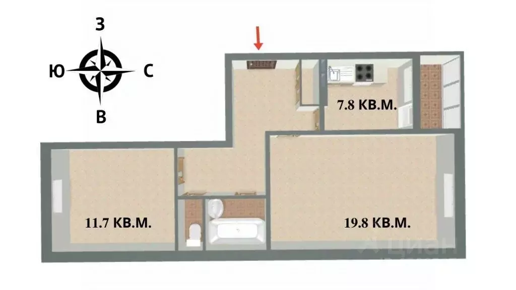 2-к кв. Тверская область, Конаково ул. Строителей, 8 (57.6 м) - Фото 1