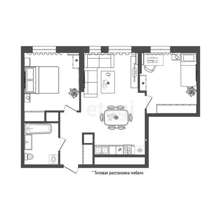 2-комнатная квартира: Тюмень, Харьковская улица, 74 (47.4 м) - Фото 0