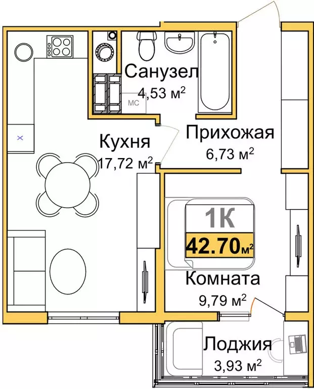 1-комнатная квартира: Симферополь, Центральный район (40.74 м) - Фото 0