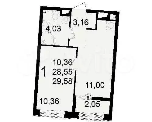 1-к. квартира, 29,6 м, 8/15 эт. - Фото 0