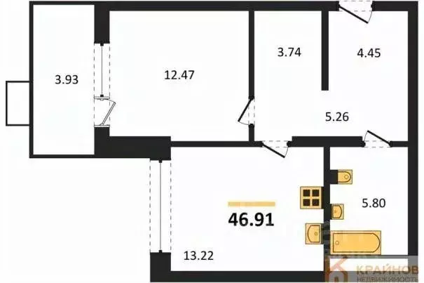 1-к кв. Воронежская область, Воронеж наб. Чуева, 7 (46.91 м) - Фото 0