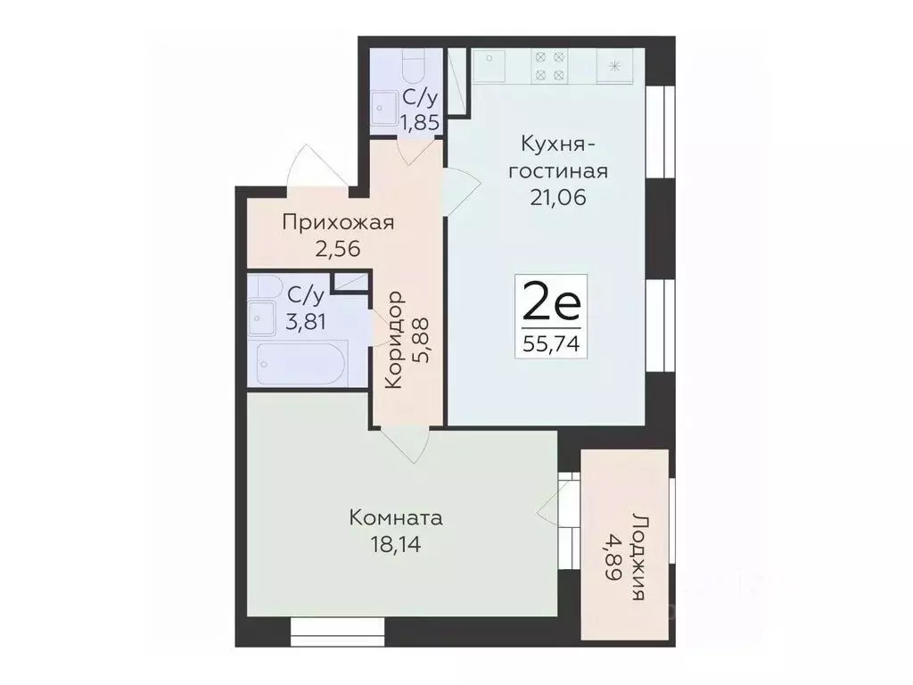 2-к кв. Воронежская область, Воронеж ул. Матросова, 60 (55.74 м) - Фото 0