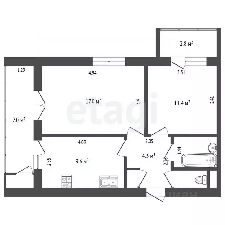 2-к кв. Крым, Ялта ул. Красноармейская, 48 (50.2 м) - Фото 2