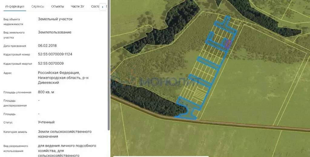 Участок в Нижегородская область, Дивеевский муниципальный округ, ... - Фото 1