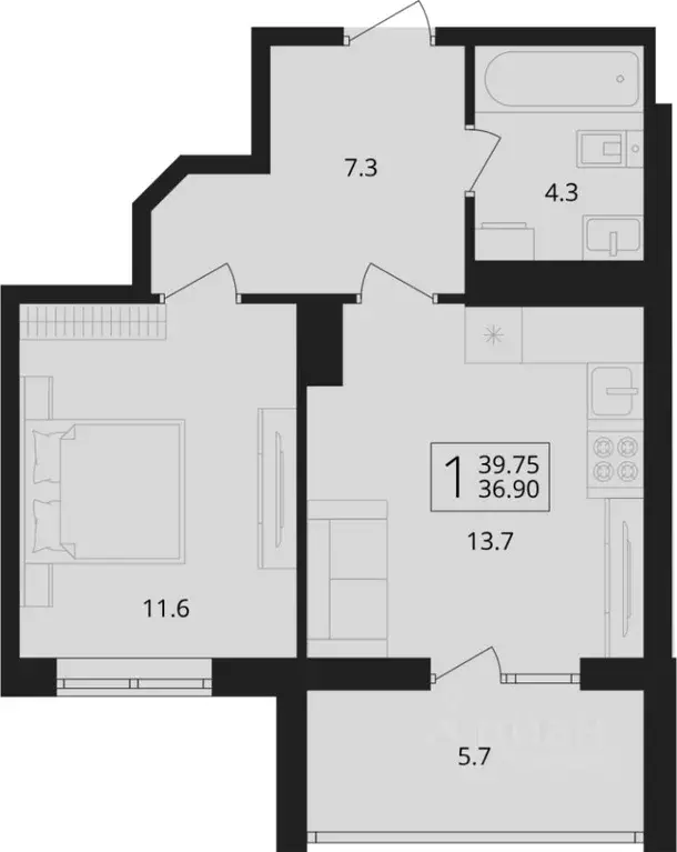 1-к кв. Брянская область, Брянский район, Снежское с/пос, пос. Путевка ... - Фото 1