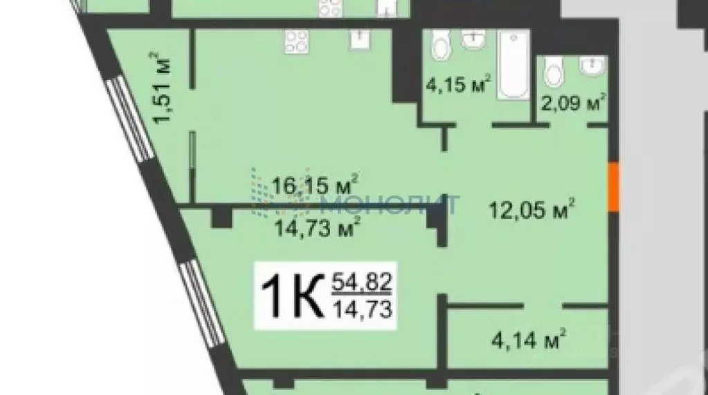 1-к кв. Нижегородская область, Нижний Новгород Славянская ул., 35к1 ... - Фото 1