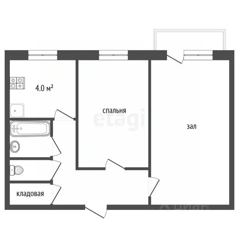 2-к кв. Тамбовская область, Тамбов ул. Бориса Васильева, 6 (44.4 м) - Фото 1
