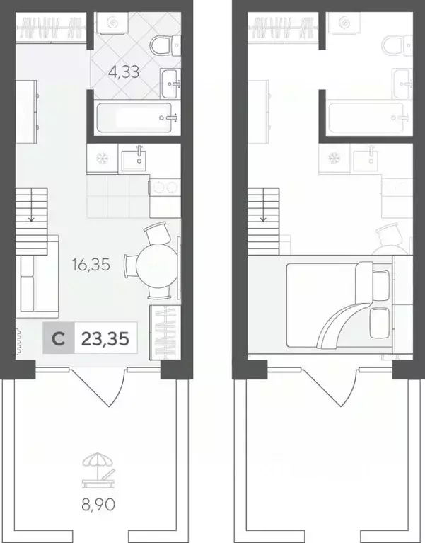 Студия Тюменская область, Тюменский район, д. Падерина ул. Сергея ... - Фото 1