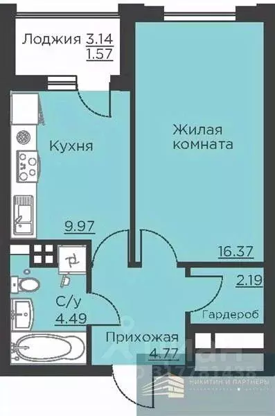 1-к кв. Воронежская область, Воронеж ул. Ломоносова, 116Б (39.4 м) - Фото 0