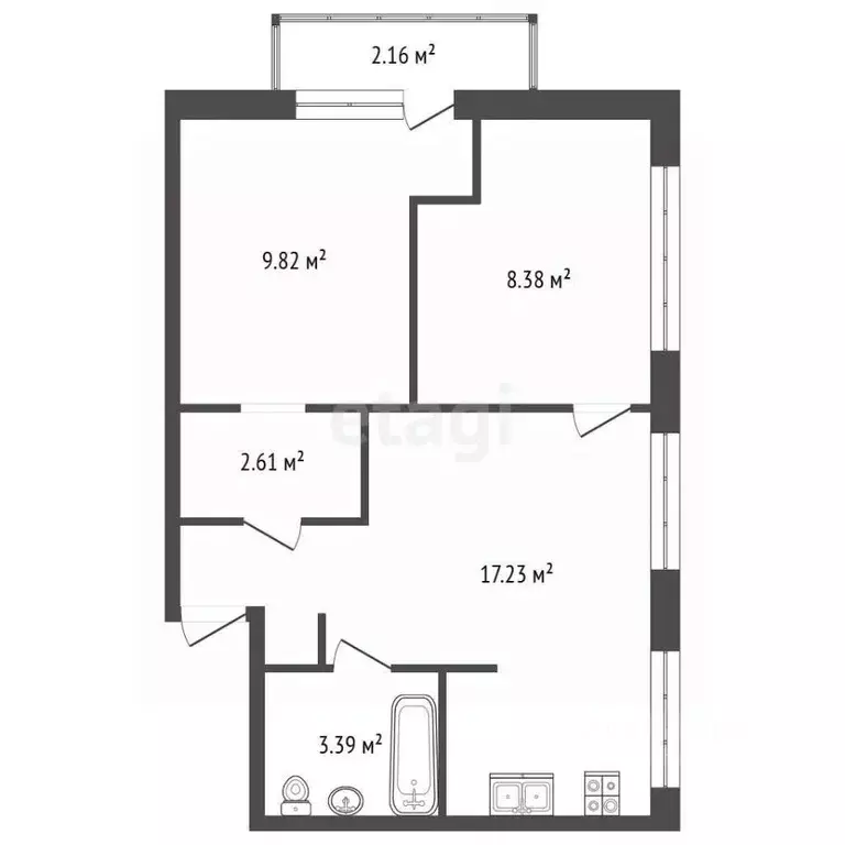 2-к кв. Санкт-Петербург ул. Бабушкина, 103 (41.5 м) - Фото 2