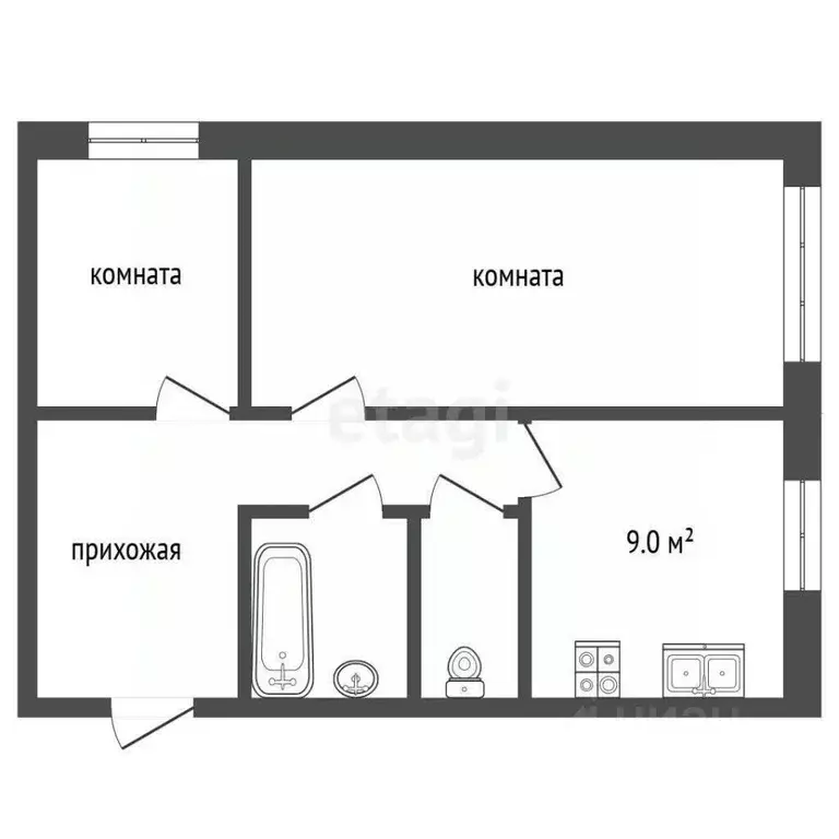 2-к кв. Ямало-Ненецкий АО, Новый Уренгой Строителей мкр, 4 (55.3 м) - Фото 2