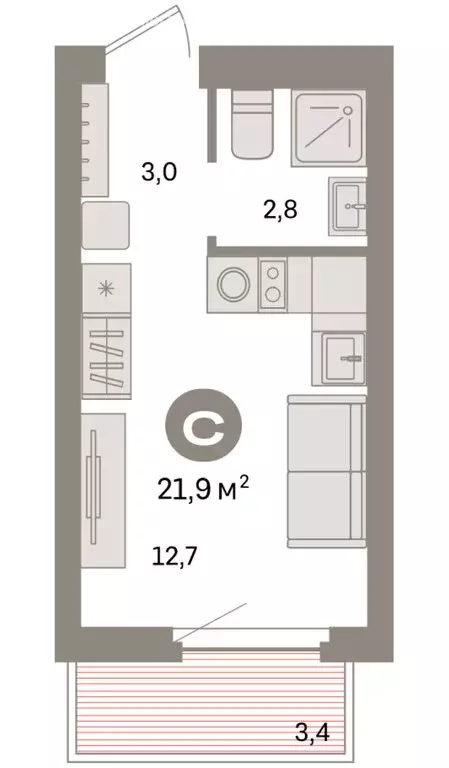 Квартира-студия: Екатеринбург, жилой район Сортировочный, микрорайон ... - Фото 2