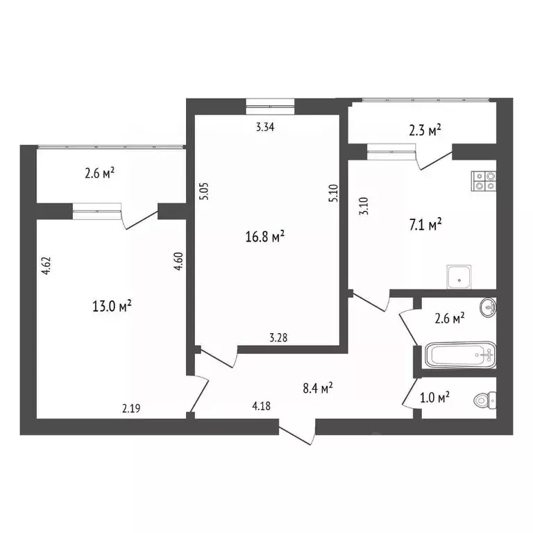 2-к кв. Санкт-Петербург просп. Большевиков, 3 (48.9 м) - Фото 1