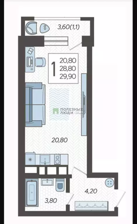 Студия Краснодарский край, Краснодар 9-й километр мкр, ул. ... - Фото 2