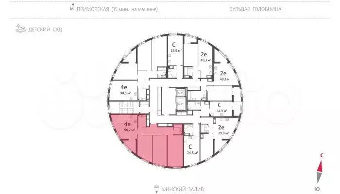 Квартира-студия, 23,9 м, 2/16 эт. - Фото 1