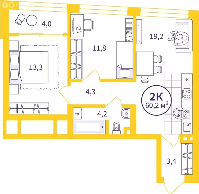 2-комнатная квартира: Екатеринбург, улица Репина, 111 (58.25 м) - Фото 0