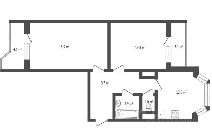 2-к кв. Москва, Москва, Московский г. ул. Радужная, 8 (58.2 м) - Фото 2