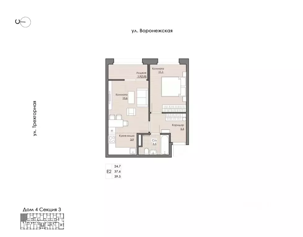 1-к кв. Хабаровский край, Хабаровск Воронежская ул., 159 (39.5 м) - Фото 1