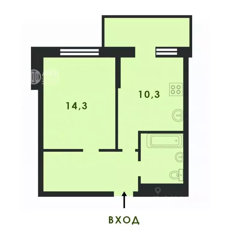 1-к кв. Москва Долгопрудная аллея, 15к4 (36.3 м) - Фото 2