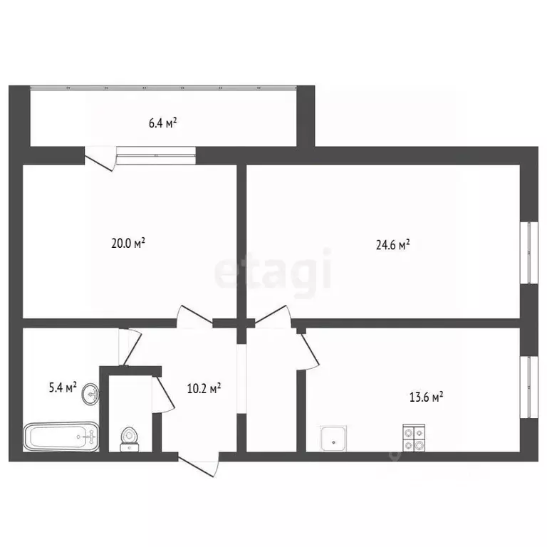2-к кв. Тюменская область, Тюмень ул. Елизарова, 12 (76.5 м) - Фото 1