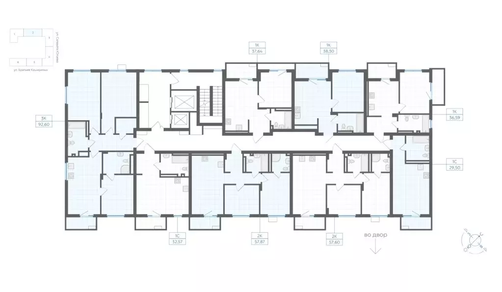Студия Челябинская область, Челябинск Клевер жилой комплекс (29.5 м) - Фото 2
