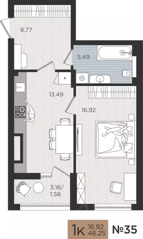 1-к кв. Калининградская область, Калининград Мой Город жилой комплекс ... - Фото 1